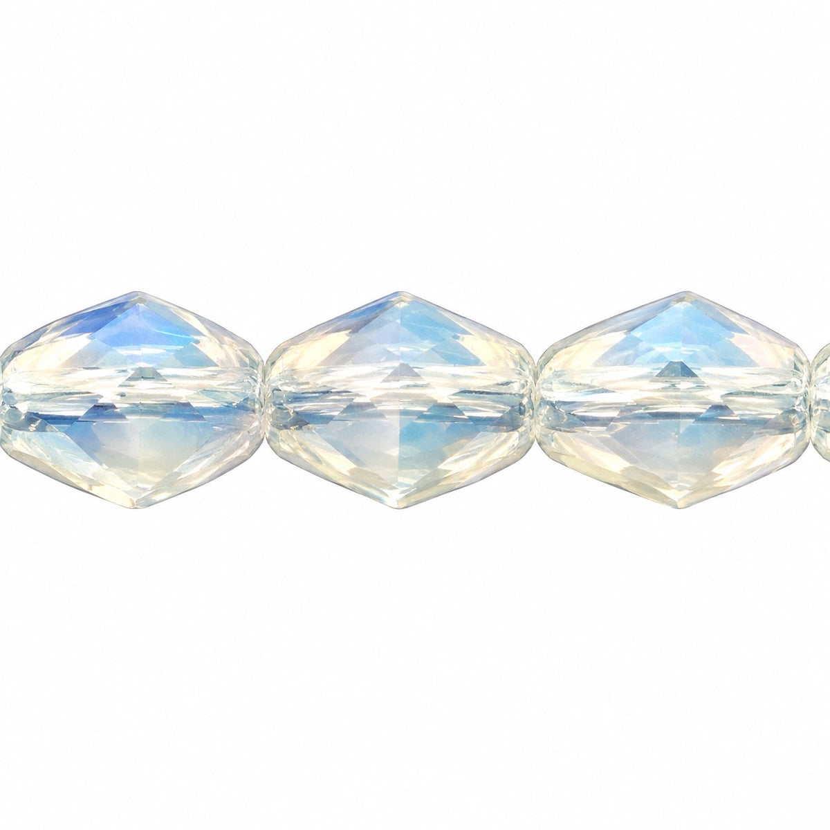 Oval Faceted Beads, Opal White (01000), Glass, Czech Republic