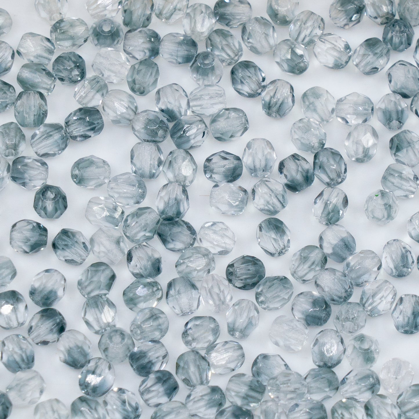 OUTLET 250g/50g Faceted Round Fire Polished Beads, 4 x 4 mm, Transparent Blue Mixed (30031), Glass, Czech Republic