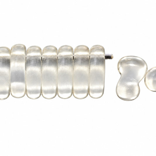 2-Hole Pressed Beads, Crystal Matte (00030-84110), Glass, Czech Republic