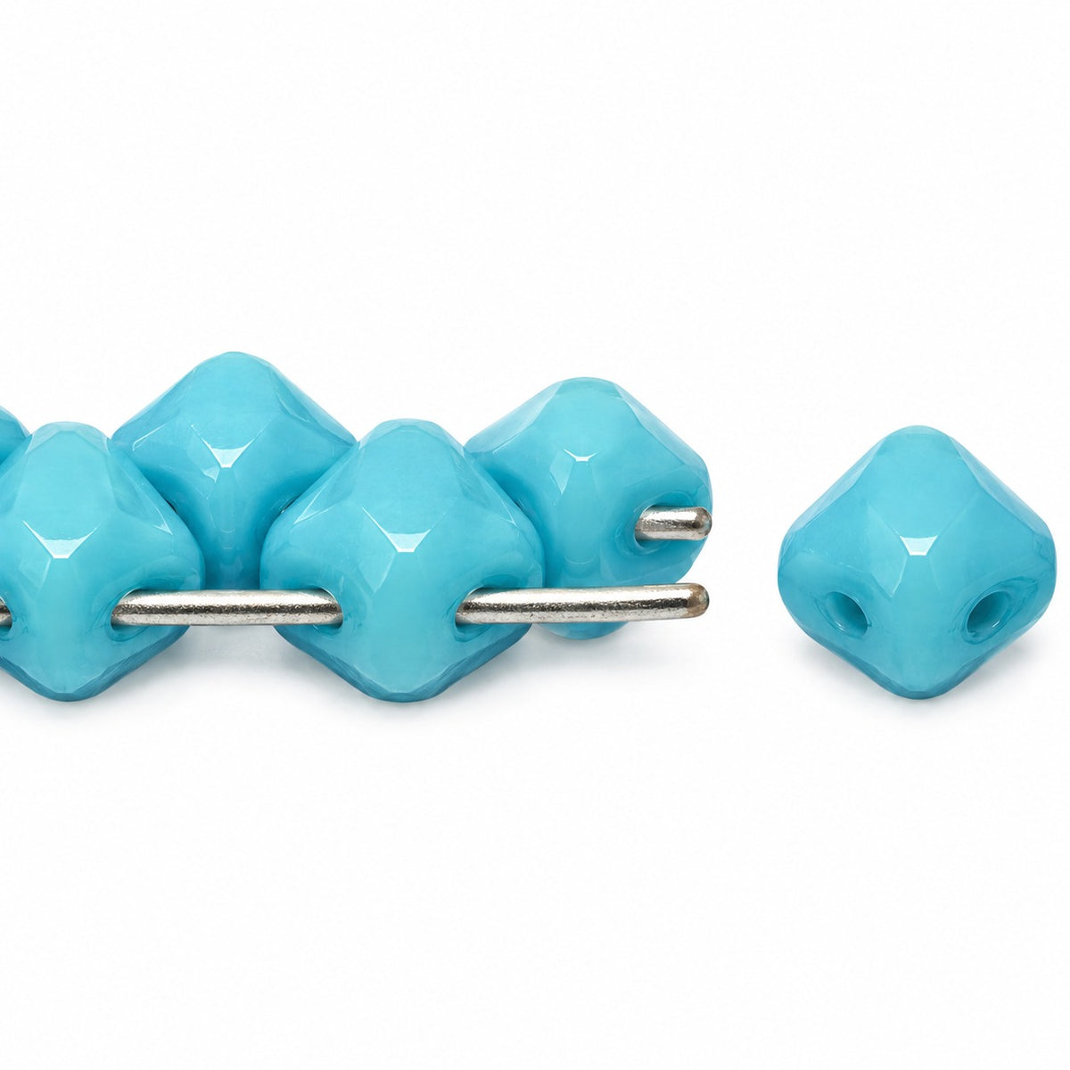 Silky 2-Hole Square Beads, Turquoise Blue (63030), Glass, Czech Republic