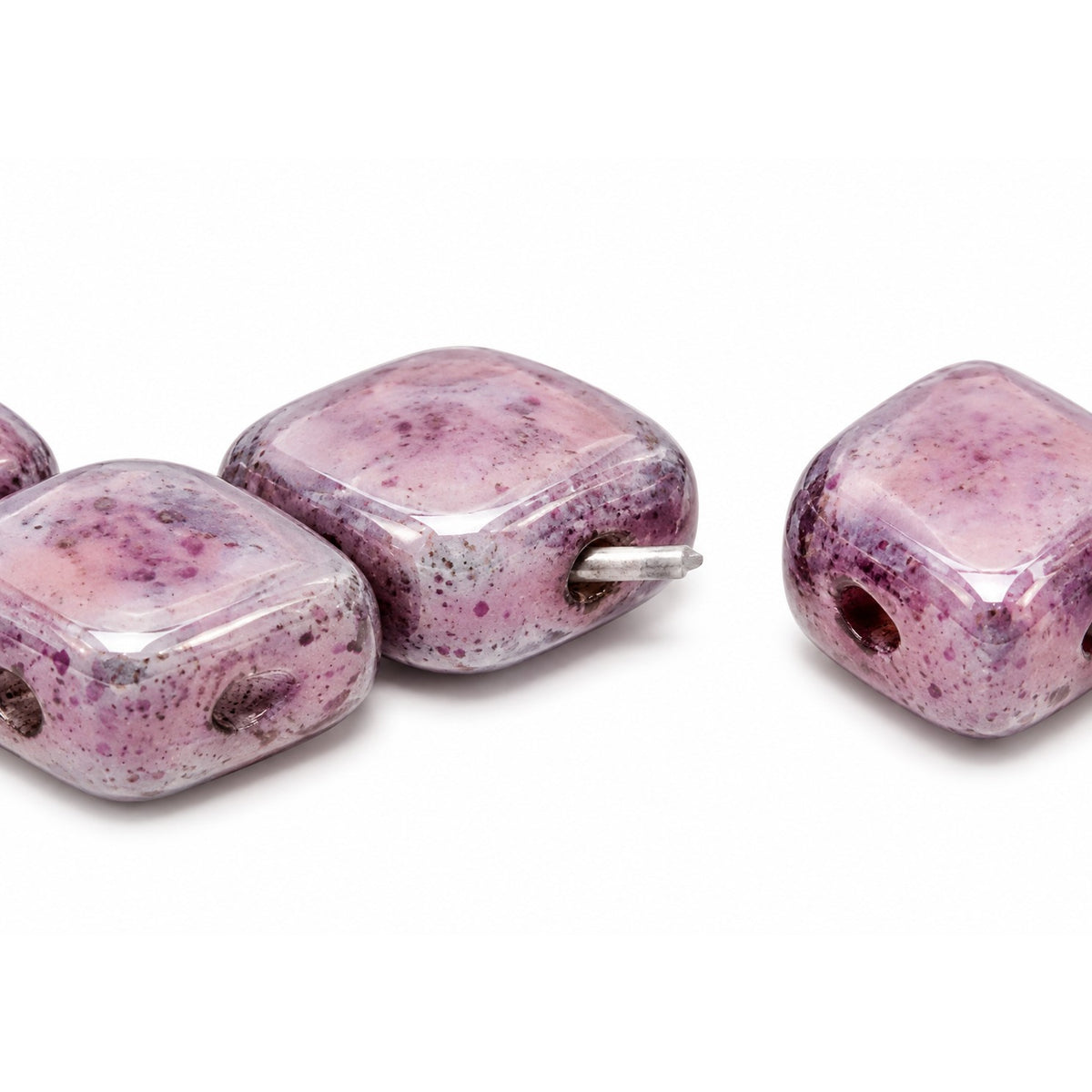 Silkt 2-Hole Beads, White Purple (02010-15726), Glass, Czech Republic