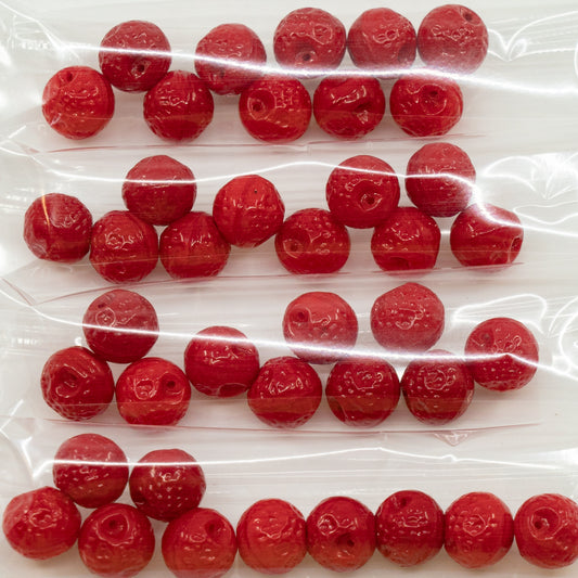 OUTLET 10 grams Orange Beads, 9 x 9 mm, Opaque Red (93200), Glass, Czech Republic