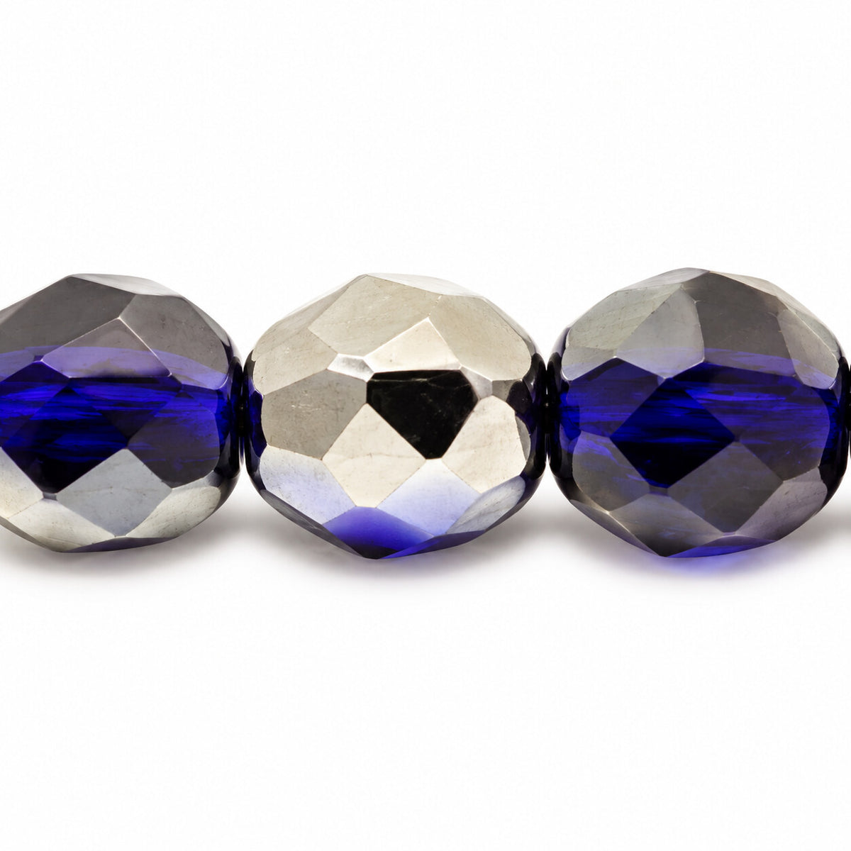 Faceted Special Cut Beads, Transparent Blue Chrom (30080-27401), Glass, Czech Republic