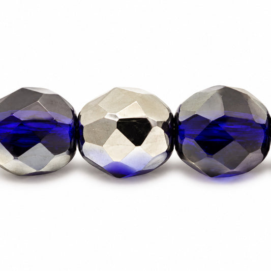 Faceted Special Cut Beads, Transparent Blue Chrom (30080-27401), Glass, Czech Republic