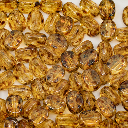 OUTLET 250g 3-Side Oval Beads, 9 x 7 mm, Crystal Travertin (00030-86800), Glass, Czech Republic