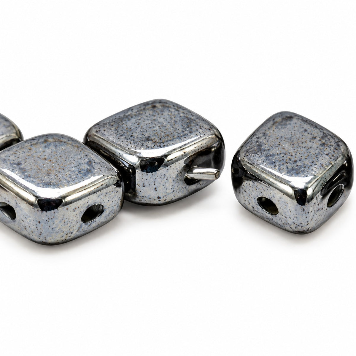 Silkt 2-Hole Beads, Black Hematite (23980-14400), Glass, Czech Republic
