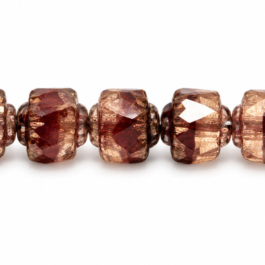 Cathedral Faceted Fire Polished Beads, X1977 Luster Violet Full Coated (x1977-14496), Glass, Czech Republic
