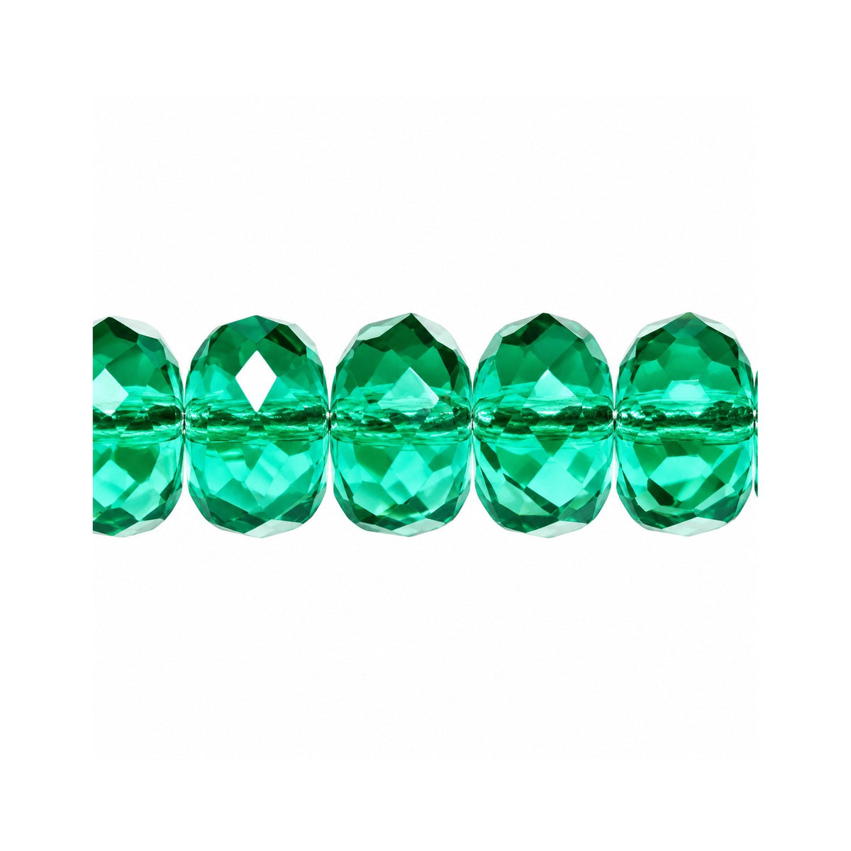 Special Cut Faceted Fire Polished Beads, Transparent Green Emerald (50720), Glass, Czech Republic