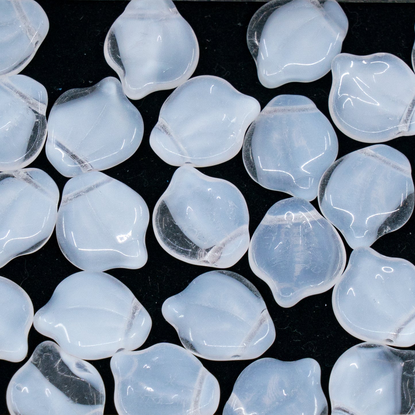 OUTLET 250g/50g Peony Petal Beads, 12 x 15 mm, Crystal Opal White (00030-01000), Glass, Czech Republic