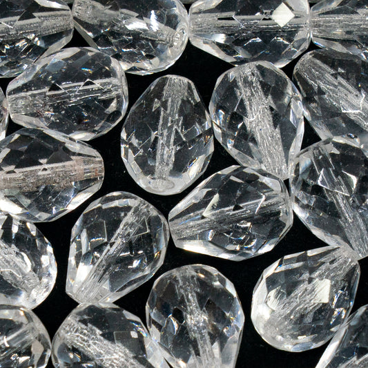 OUTLET 10 grams Faceted Fire Polished Beads Special Cut, 15 x 12 mm, Crystal (00030), Glass, Czech Republic