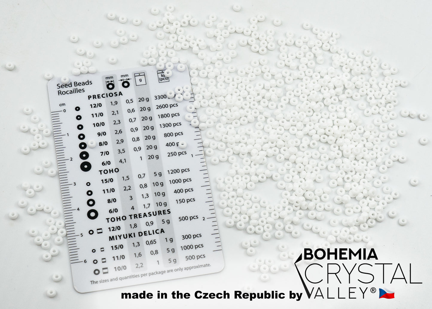 Preciosa Ornela Seed Beads, Natural White Opaque 03050