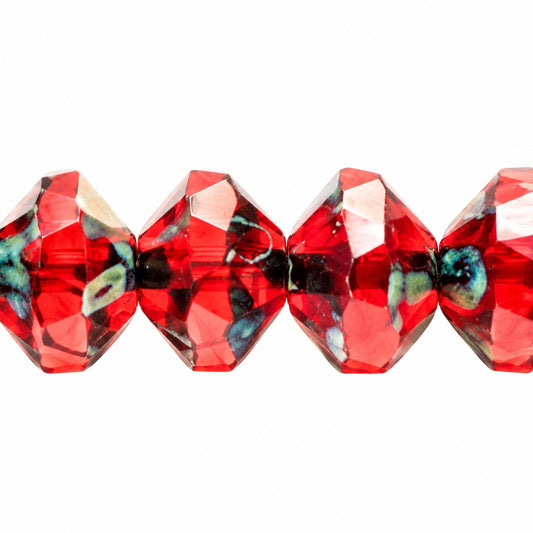 Faceted Special Cut Beads, Light Siam Stain Strong (90070-86805), Glass, Czech Republic