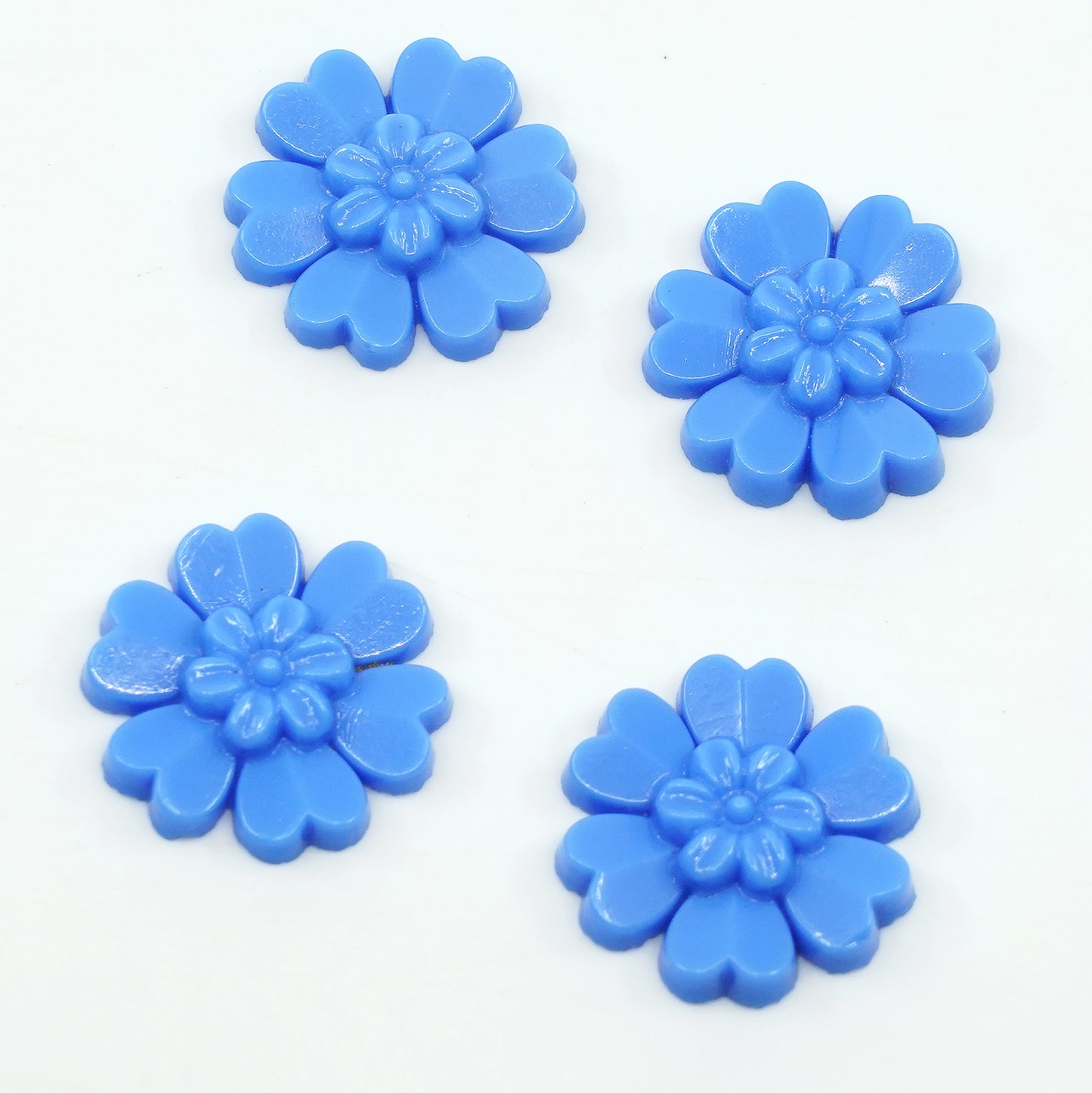 出口 10 克 Vinatge Cabochon Flower，蓝色不透明 (E-FLOWERS)，玻璃，捷克共和国