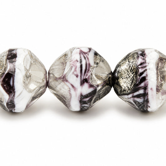 Special Cut Faceted Fire Polished Beads. Smashed, X3045 Platin (x3045-13702), Glass, Czech Republic