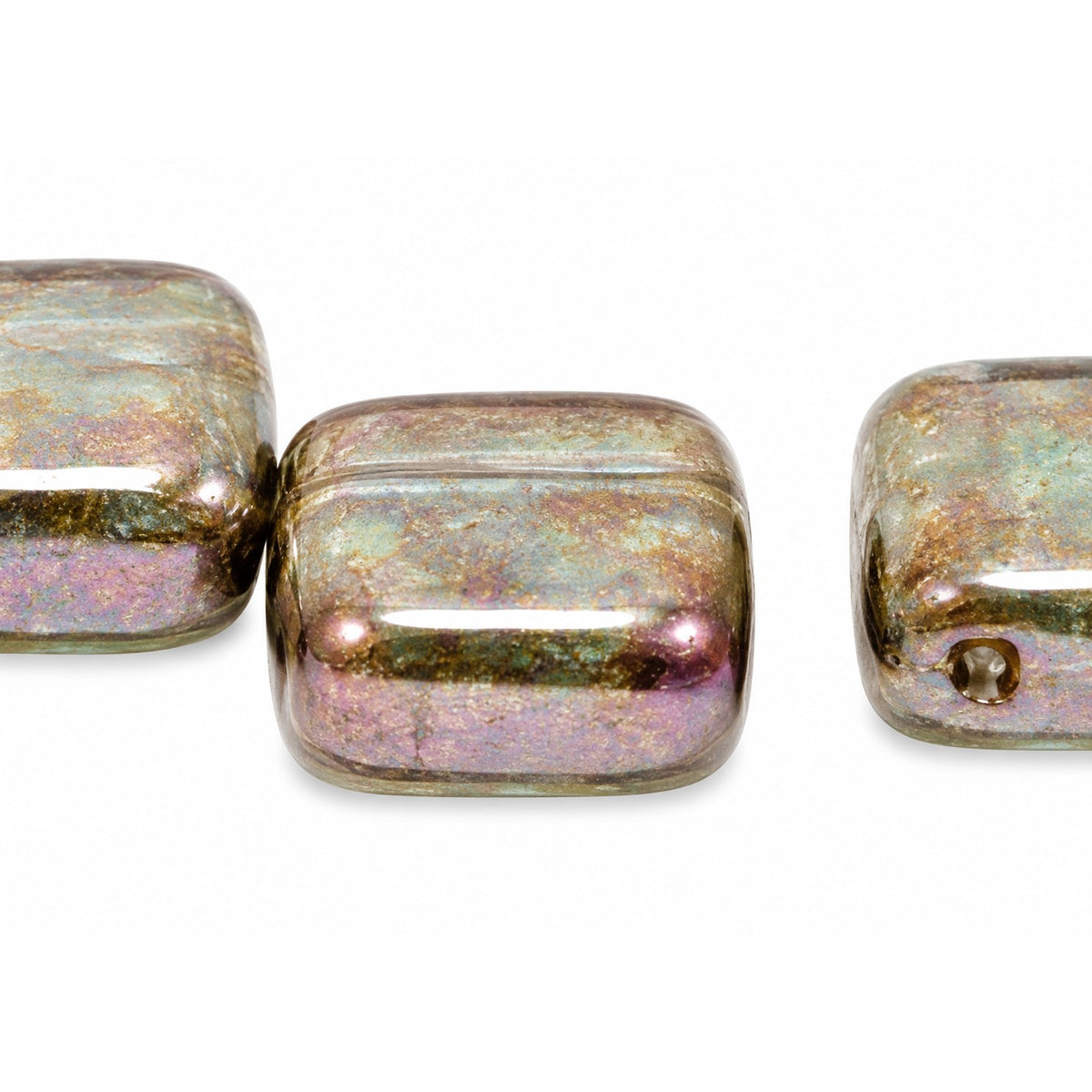 Tile 2-Hole Beads, Crystal Stain With Luster Blue (00030-65431), Glass, Czech Republic