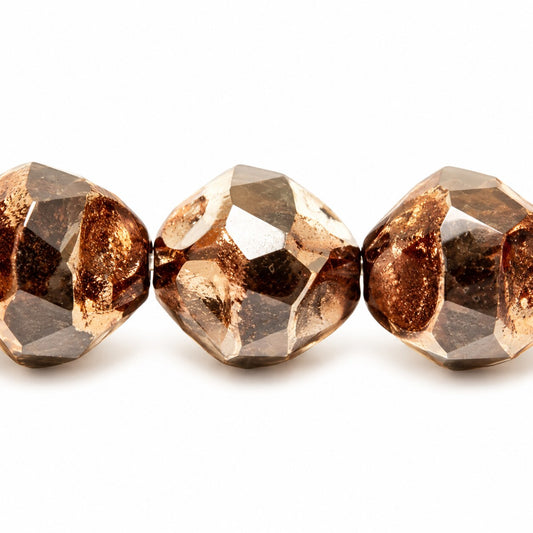 Special Cut Faceted Fire Polished Beads. Smashed, X3069 Stain Strong (x3069-86805), Glass, Czech Republic