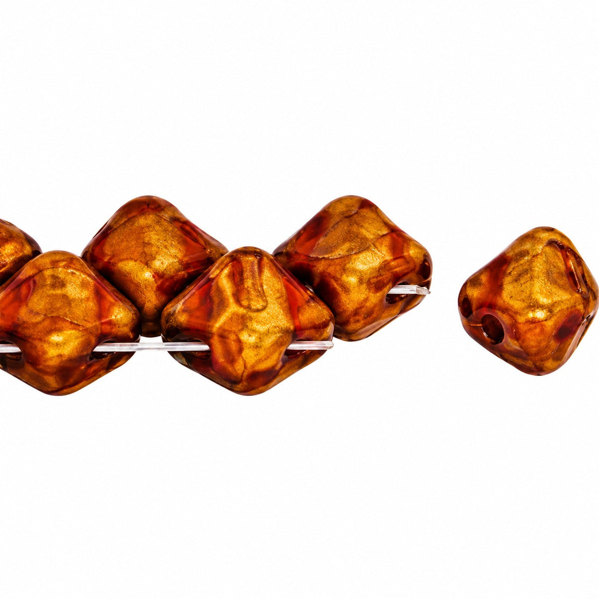Silky 2-Hole Square Beads, Opaque Gray Travertin (43010-86800), Glass, Czech Republic