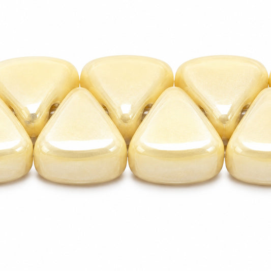 Top Hole Triange Beads, Chalk White Luster Cream (03000-14401), Glass, Czech Republic