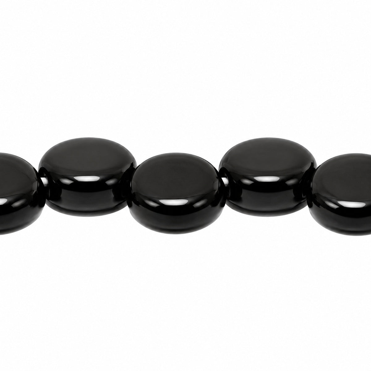 Round Coin Beads With Eccentric Hole, Black (23980), Glass, Czech Republic