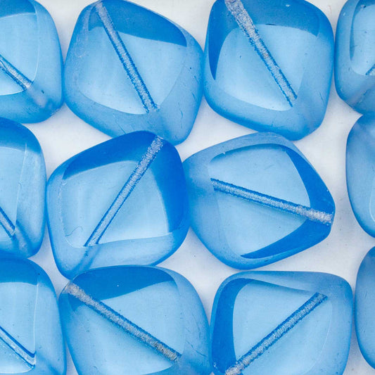 OUTLET 10 克 台面切割宝石珠，24 x 20 毫米，透明蓝色哑光 (30020-84110)，玻璃，捷克共和国