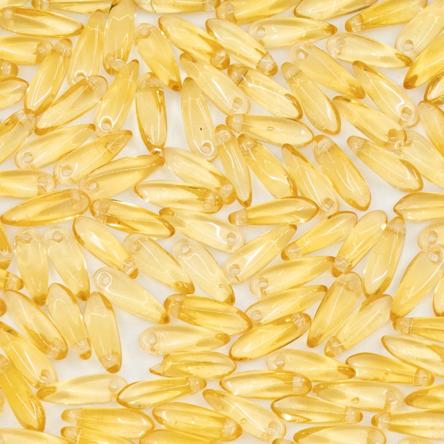 OUTLET 250g/50g Dagger Beads, 3 x 11 mm, Transparent Light Topaz Yellow (10020), Glass, Czech Republic