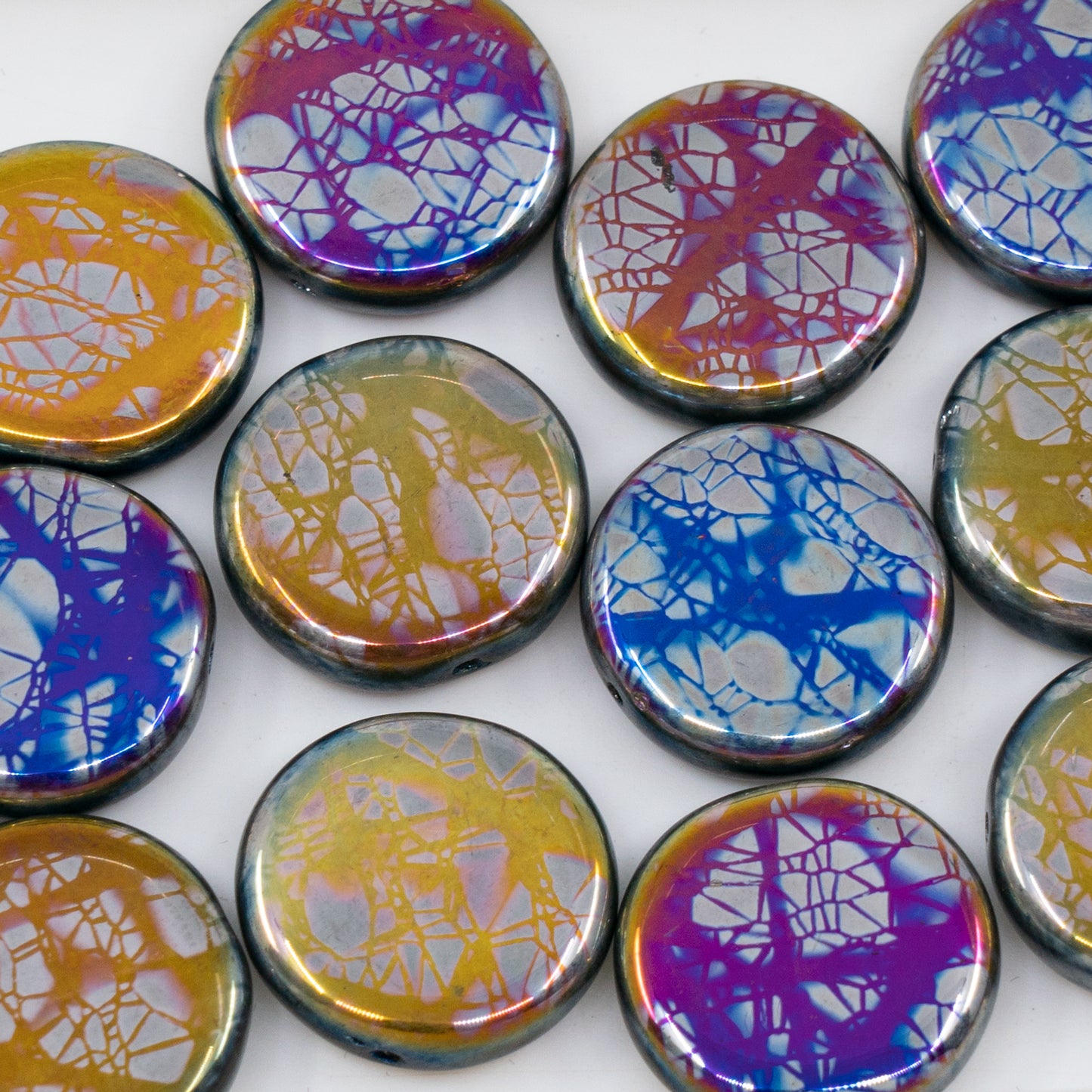 OUTLET 250g/50g Coin Beads, 17 x 17 mm, Batika Mixed Colors 1 (BATIKA-MIX-1), Glass, Czech Republic