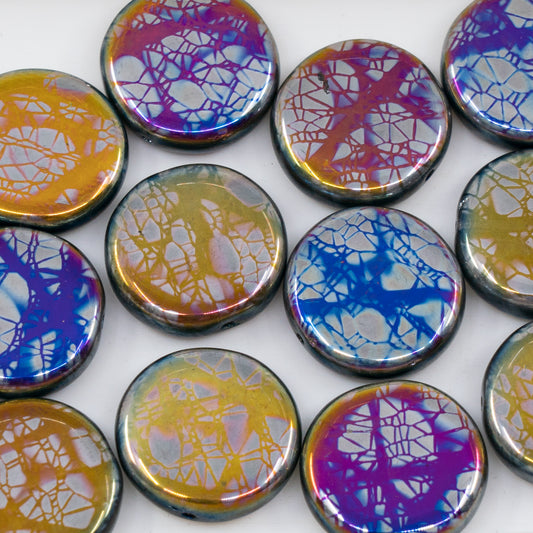 OUTLET 250g/50g Coin Beads, 17 x 17 mm, Batika Mixed Colors 1 (BATIKA-MIX-1), Glass, Czech Republic