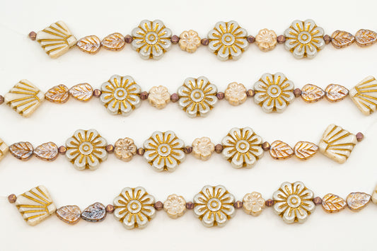 OUTLET 1 pc Stranded Bead Mix strand beige daisy