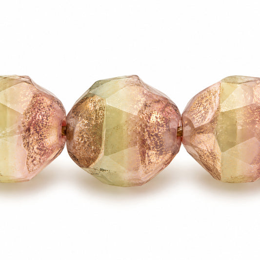Special Cut Faceted Fire Polished Beads. Smashed, T1020 Bronze (t1020-14415), Glass, Czech Republic