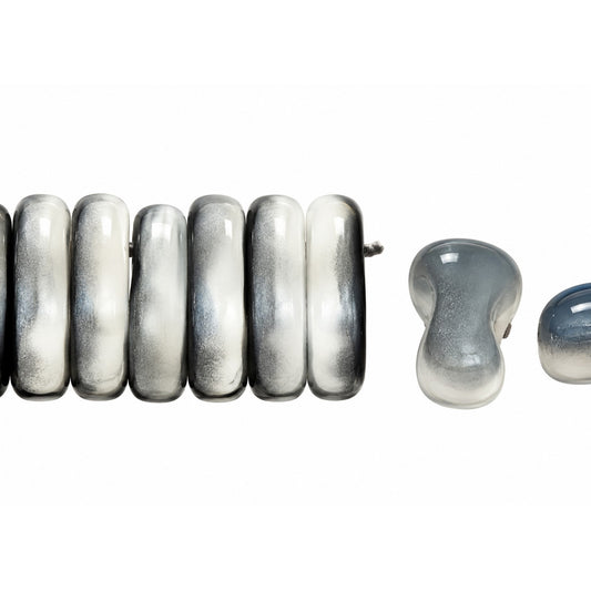 2-Hole Pressed Beads, Chalk White Matte 23101 (03000-84110-23101), Glass, Czech Republic