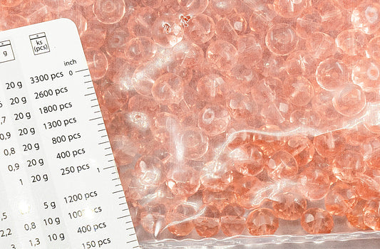 OUTLET 250g Faceted Fire Polished Rondelle Beads rondelle, 9 x 6 mm, Transparent Pink (70120), Glass, Czech Republic