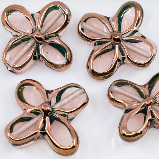 OUTLET 1 pcs Handmade Lampwork Beads (flower), 25 x 25 mm, 17 Green Glass Blue Design (), Glass, Czech Republic