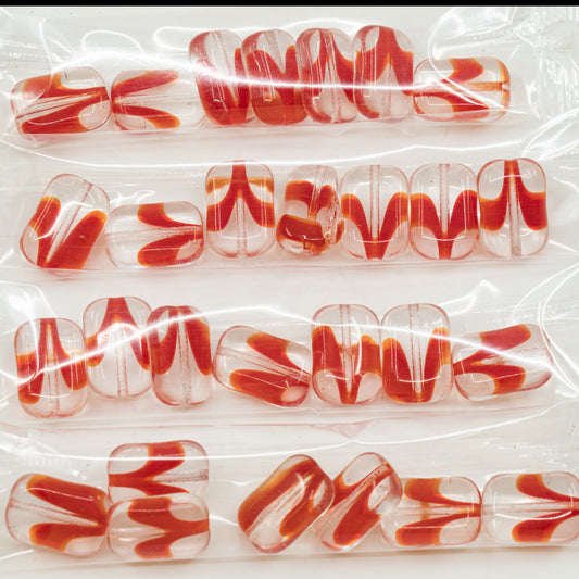 OUTLET 10 grams Flat Rectangle Beads, 7 x 5 mm, Crystal Red Lined (96018), Glass, Czech Republic