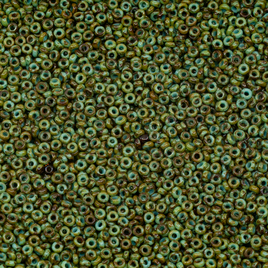 OUTLET 10g/50g TOHO Beads Demi Round, 11/0, Turquoise Travertin (55-t), Glass, Czech Republic