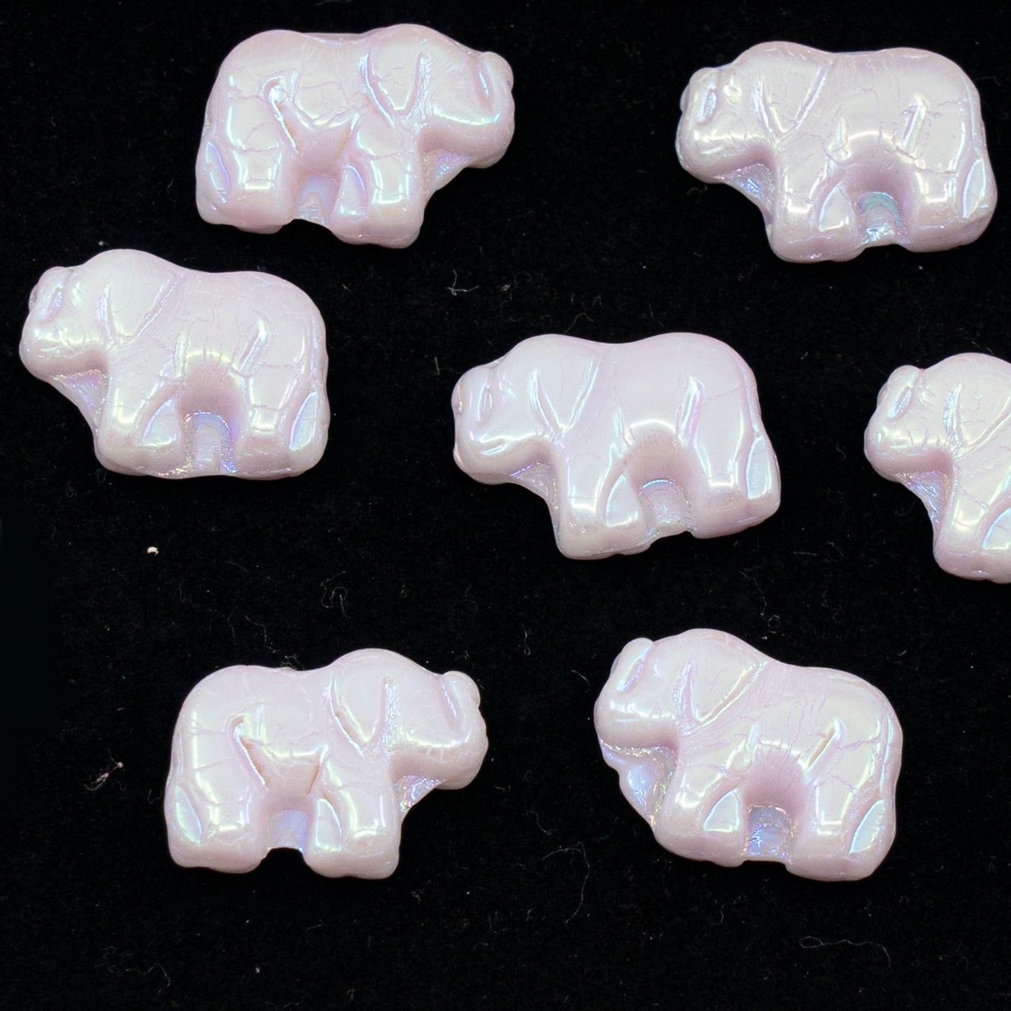 OUTLET 10 grams Elephant Beads, 15 x 11 mm, Opal Pink Ab Full (2X Side) (71200-28703), Glass, Czech Republic