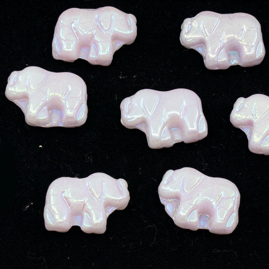OUTLET 10 grams Elephant Beads, 15 x 11 mm, Opal Pink Ab Full (2X Side) (71200-28703), Glass, Czech Republic
