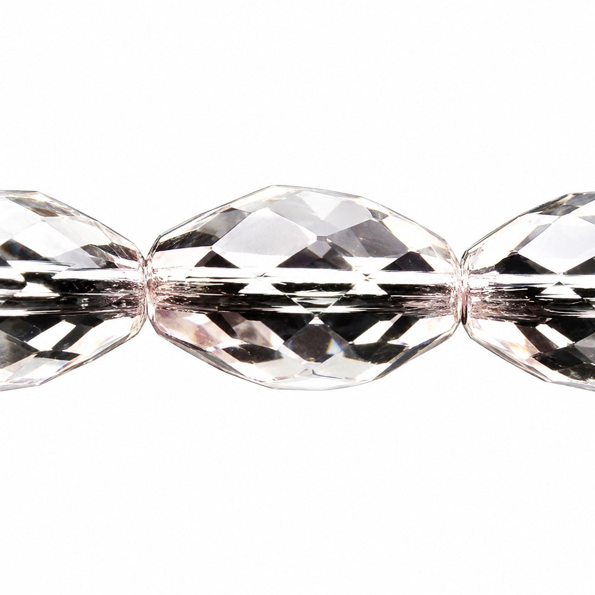 Oval Faceted Beads, Crystal (00030), Glass, Czech Republic
