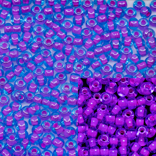 OUTLET 10 grams Preciosa Ornela Seed Beads, Round Hole, Loose, Aqua Purple Lined (61016), Glass, Czech Republic