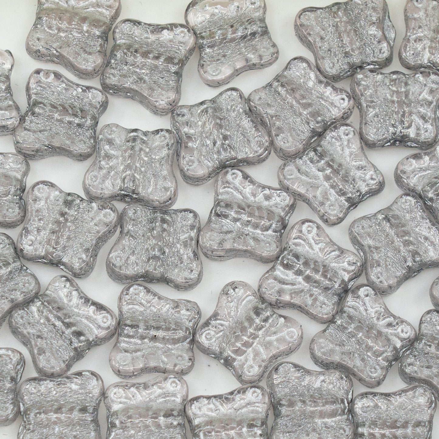 アウトレット 250g/50g バタフライビーズ、12x12 mm、ライトピンクシルバーライン（70100-54201）、ガラス、チェコ共和国