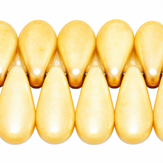 Dagger Beads, Chalk White Luster Brown Full Coated (03000-14413), Glass, Czech Republic