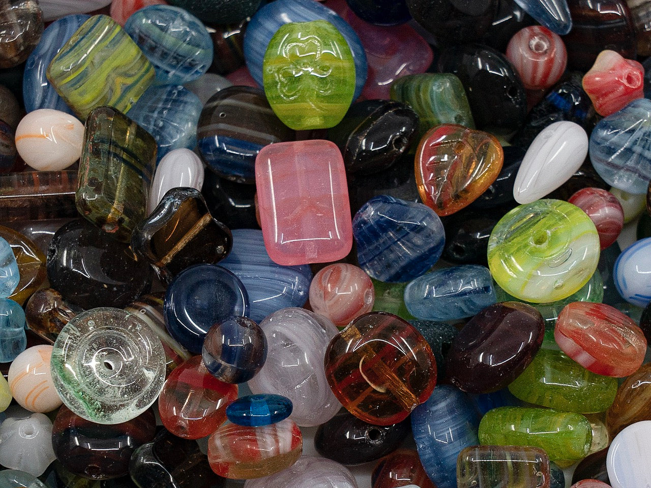 OUTLET Mix Of Unique Czech Bohemia Glass Pressed Beads,  mm, Glass, Czech Republic
