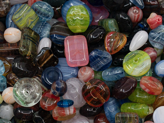 OUTLET Mix Of Unique Czech Bohemia Glass Pressed Beads,  mm, Glass, Czech Republic