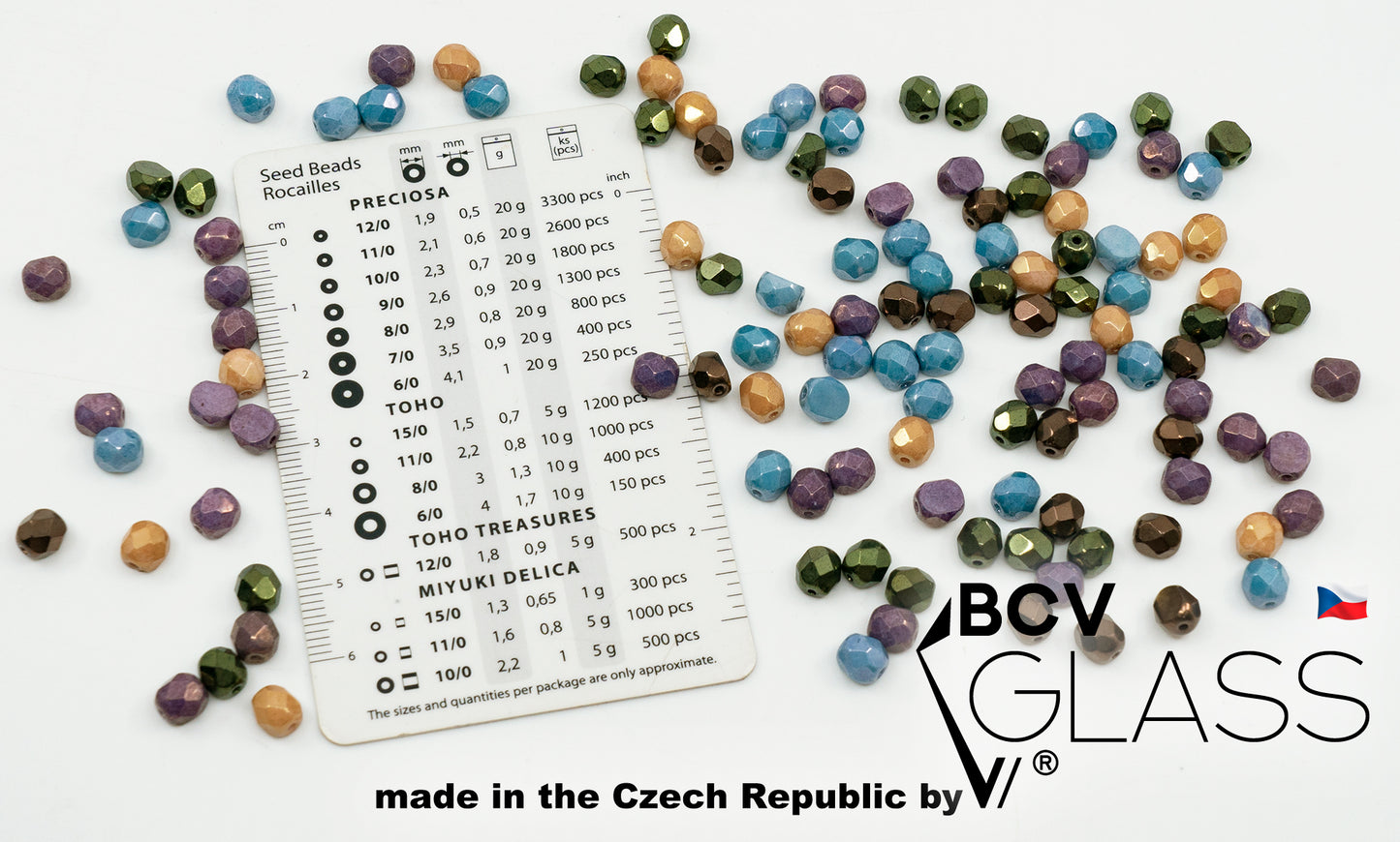 OUTLET 10 grams Faceted Round Fire Polished Beads, 6 x 6 mm, Half Cut Mixed Colors Small (half-cut-mix-small), Glass, Czech Republic