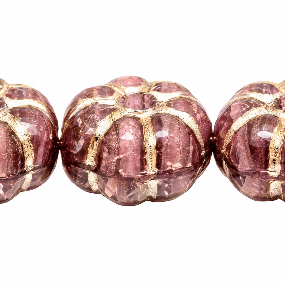 Flat Flower Beads, X1842 Copper Lined (x1842-54324), Glass, Czech Republic