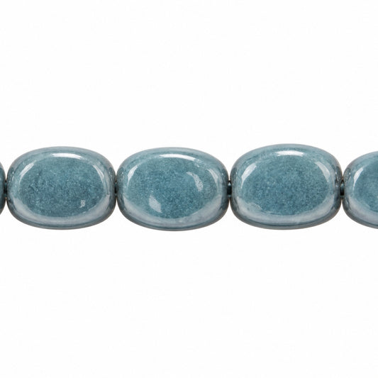 3-Side Oval Beads, Chalk White Luster Blue Full Coated (03000-14464), Glass, Czech Republic