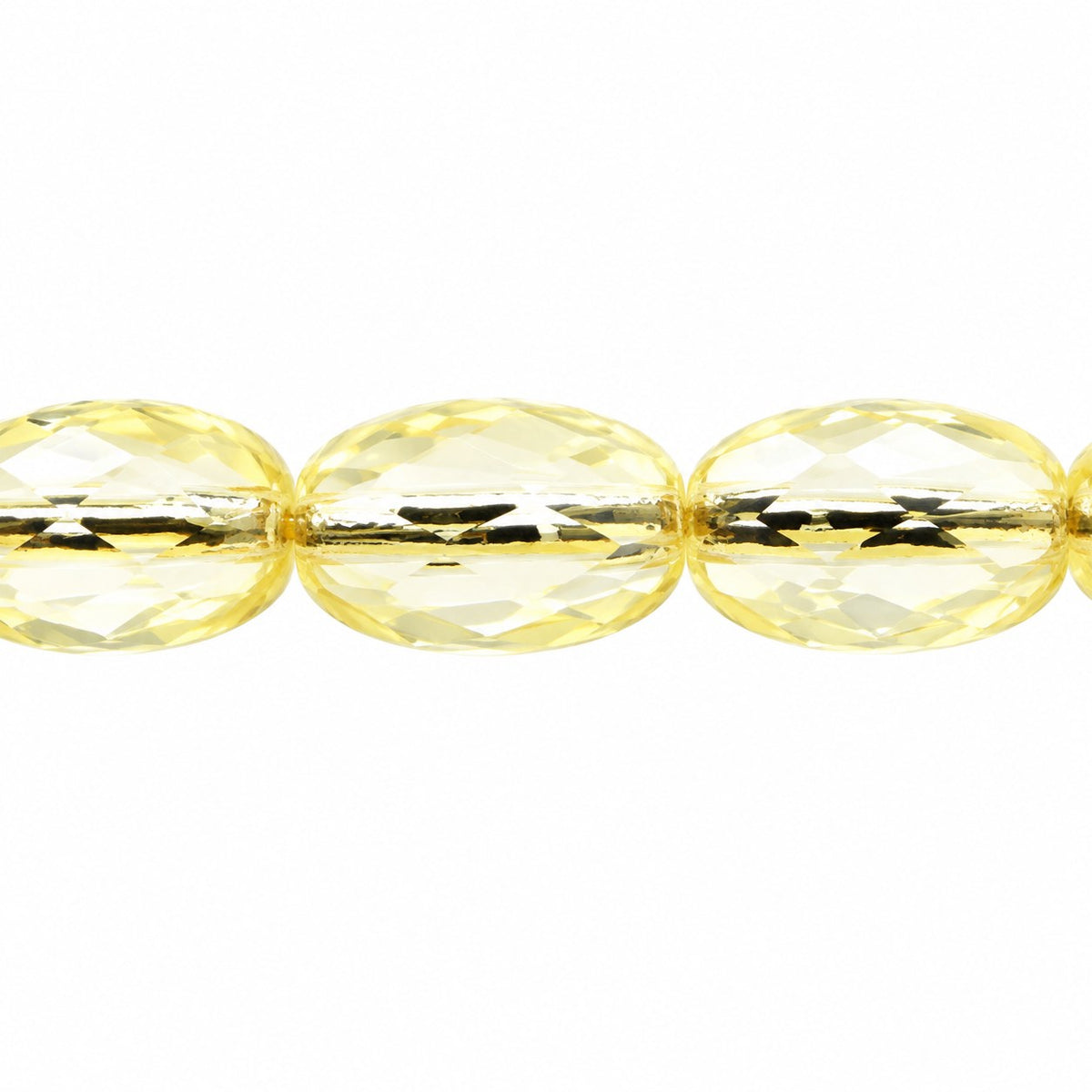 Oval Faceted Beads, Transparent Yellow (80100), Glass, Czech Republic