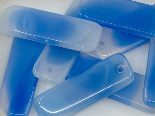 OUTLET 50g Rectangle Pendant Beads, 30 x 10 mm, blue-white Mixed, Glass, Czechia