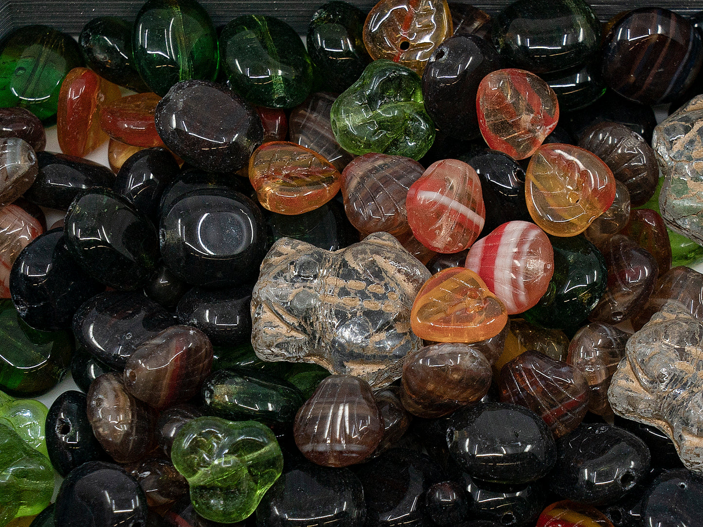 OUTLET Mix Of Unique Czech Bohemia Glass Pressed Beads,  mm, Glass, Czech Republic