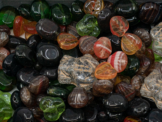 OUTLET Mix Of Unique Czech Bohemia Glass Pressed Beads,  mm, Glass, Czech Republic