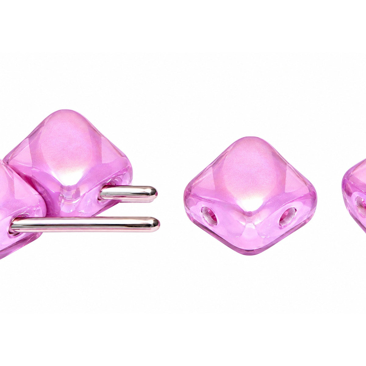 Silky 2-Hole Square Beads, White 25011 (02010-25011), Glass, Czech Republic